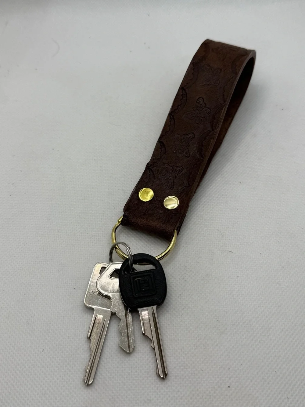 Handmade Brown Leather Key Wristlet Strap